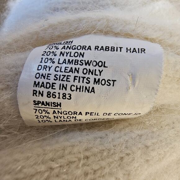 Cozy Chunky Fisherman Knit Angora Rabbit Fur LambsWool Scarf 46x9 Inches Cream - Picture 5 of 5